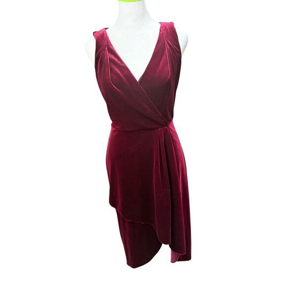 Kobi Halperin Red Wine sleeveless v-neck velvet dress Size 0 - Picture 1 of 13